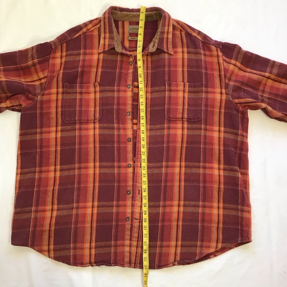 St. John’s Bay Men Vintage Red and Orange Strip Plaid Outdoor Shirt Jacket 4X - Picture 9 of 10